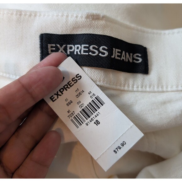 NWT Express Jeans Cropped Legging Plus Size 18 White Mid Rise Stretch $80 Preppy - Picture 6 of 12